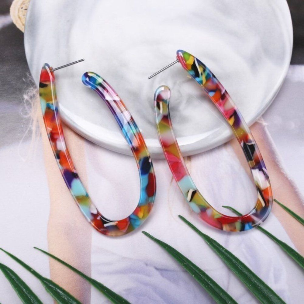 Acrylic Confetti BaubleBar Earrings 🎊 - Picture 2 of 3
